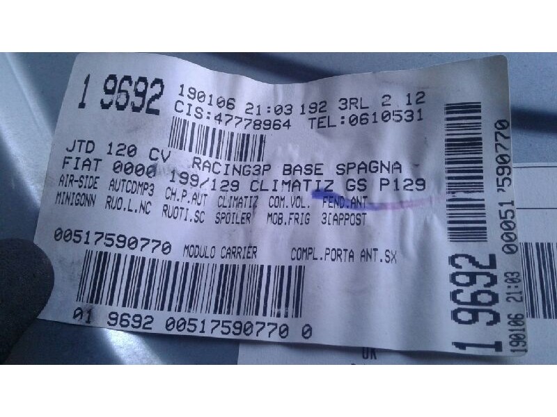 Recambio de elevalunas delantero izquierdo para fiat stilo (192) 1.9 120 dynamic multijet referencia OEM IAM 0046831653  