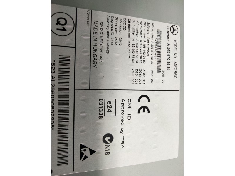 Recambio de sistema audio / radio cd para mercedes clase clc (cl203) clc 220 cdi (la) (203.708) referencia OEM IAM A2038703594  