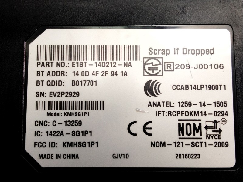 Recambio de modulo electronico para ford ecosport titanium referencia OEM IAM E1BT14D212NA  