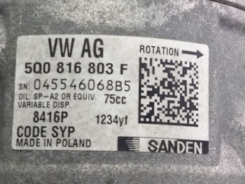 Recambio de compresor aire acondicionado para audi a1 (8xk) 1.0 tfsi referencia OEM IAM 5Q0816803F  