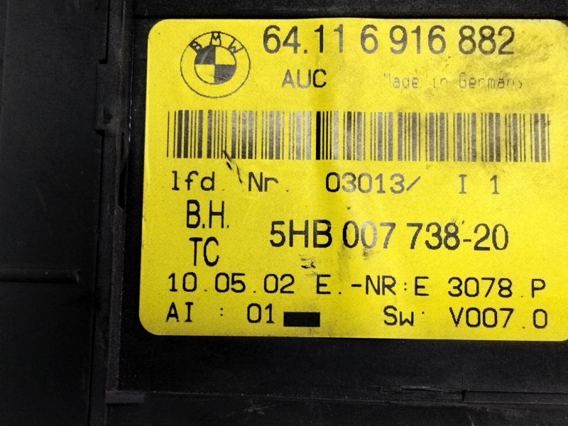 Recambio de mando climatizador para bmw serie 3 berlina (e46) 320d referencia OEM IAM 6916822  