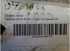 Recambio de bomba agua para nissan note (e11e) 1.5 dci turbodiesel cat referencia OEM IAM K9K400   2