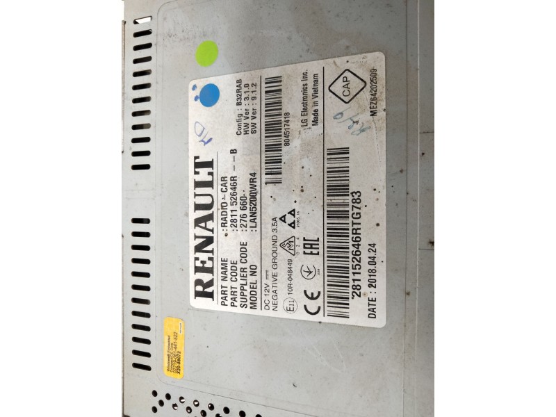 Recambio de sistema audio / radio cd para dacia dokker ambiance referencia OEM IAM 281152646RTG783  