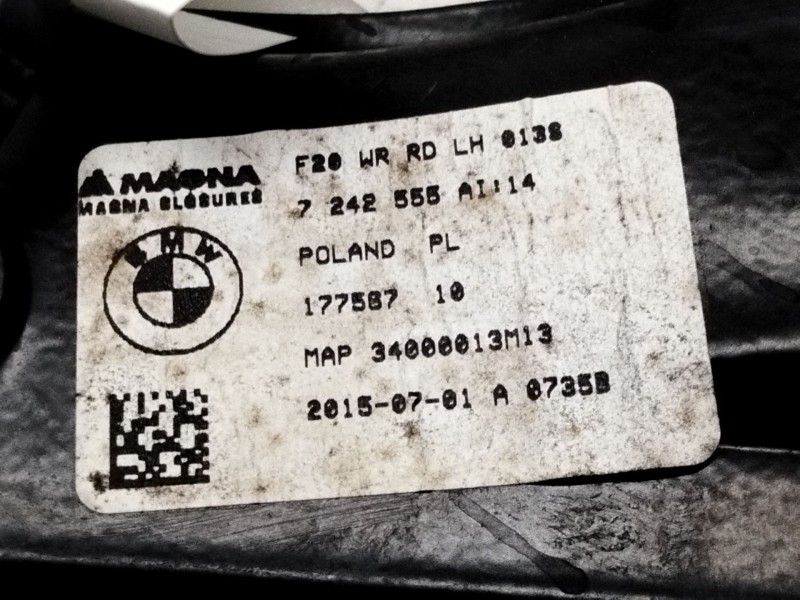 Recambio de elevalunas trasero izquierdo para bmw serie 1 lim. (f20/f21) referencia OEM IAM 7242555AI14  