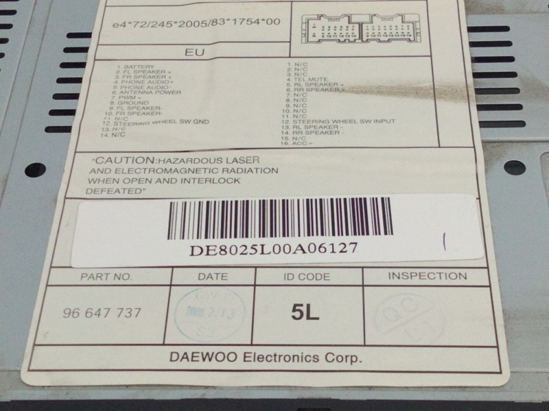 Recambio de sistema audio / radio cd para chevrolet epica 2.0 diesel cat referencia OEM IAM 96647737  