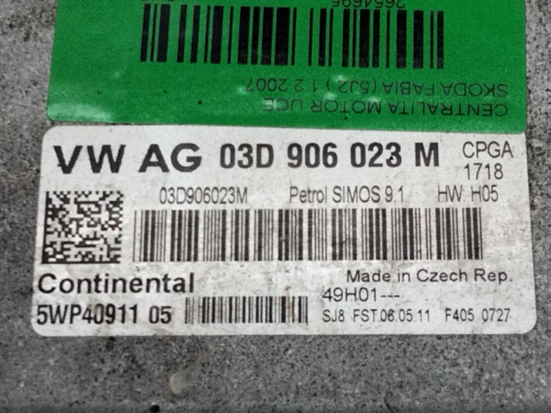 Recambio de centralita motor uce para skoda fabia (5j2 ) 1.2 referencia OEM IAM 03D906023M  