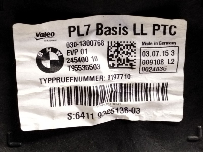 Recambio de calefaccion entera normal para bmw serie 1 lim. (f20/f21) referencia OEM IAM 932513803  