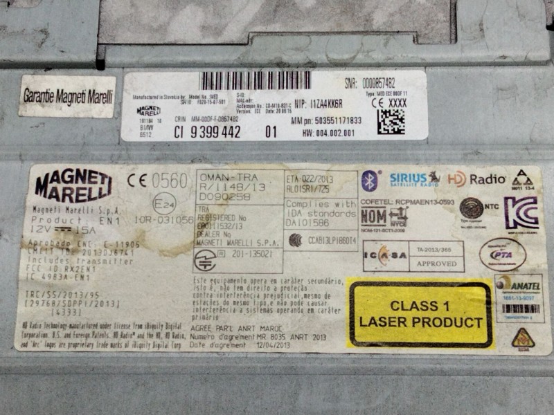 Recambio de sistema audio / radio cd para bmw serie 1 lim. (f20/f21) referencia OEM IAM 949944201  