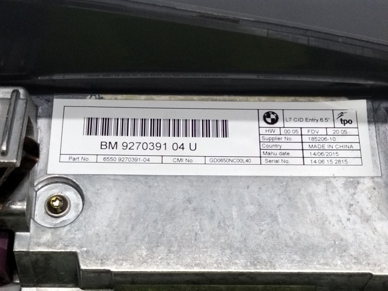 Recambio de pantalla multifuncion para bmw serie 1 lim. (f20/f21) referencia OEM IAM 927039104  