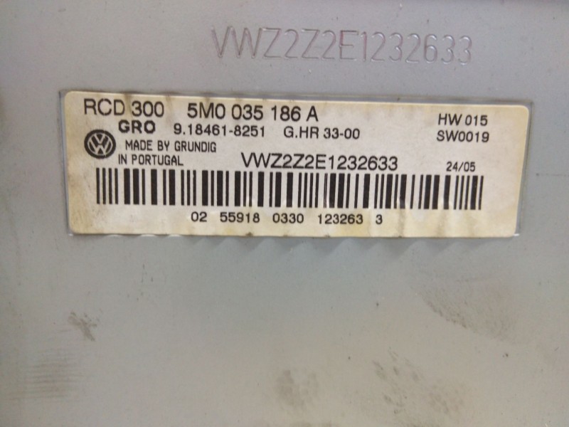 Recambio de sistema audio / radio cd para volkswagen golf plus (5m1) 2.0 tdi referencia OEM IAM 5M0035186A  