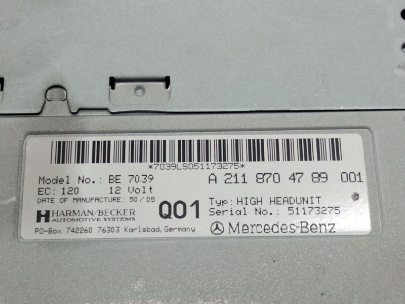 Recambio de sistema audio / radio cd para mercedes clase e (w211) berlina e 320 cdi (211.022) referencia OEM IAM A2118704689001 