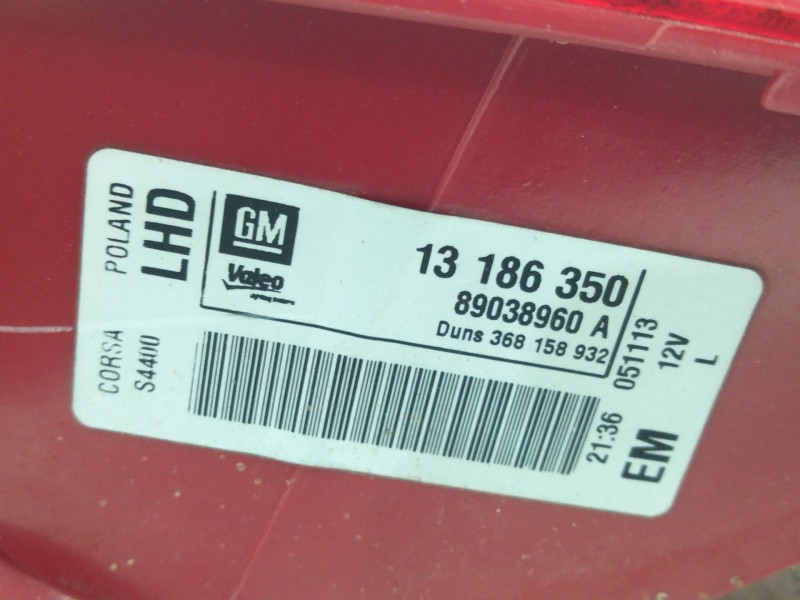 Recambio de piloto trasero izquierdo para opel corsa d 1.3 16v cdti referencia OEM IAM 13186350  