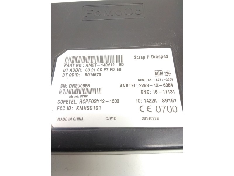 Recambio de modulo electronico bluetooth para ford focus turn. (cb8) 1.6 tdci cat referencia OEM IAM AM5T14D212ED 0021CCF7FDE9 F