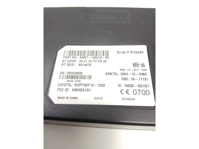 Recambio de modulo electronico bluetooth para ford focus turn. (cb8) 1.6 tdci cat referencia OEM IAM AM5T14D212ED 0021CCF7FD23 F
