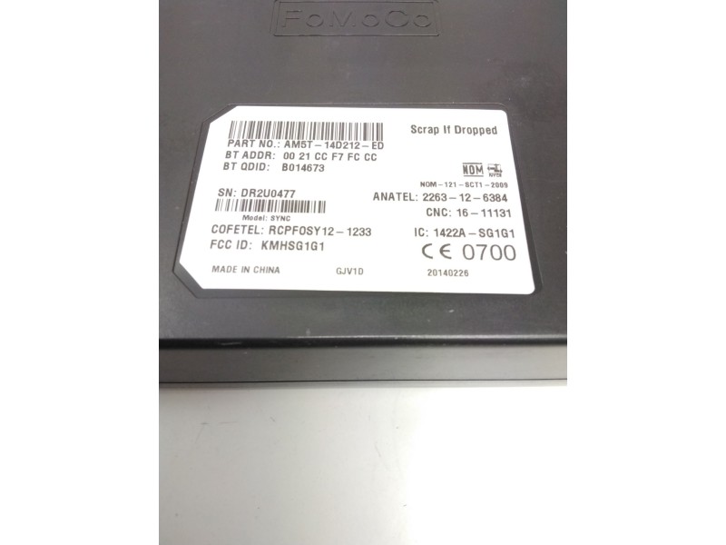 Recambio de modulo electronico bluetooth para ford focus turn. (cb8) 1.6 tdci cat referencia OEM IAM AM5T14D212ED 0021CCF7FCCC F