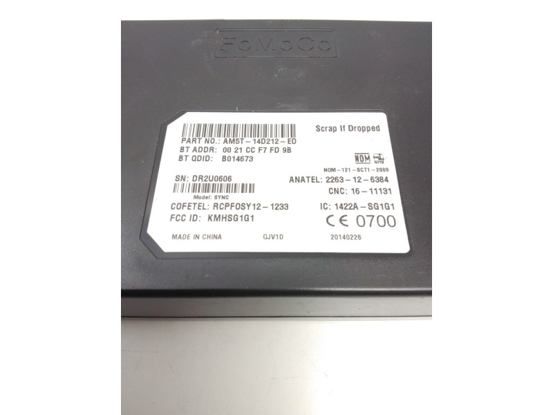 Recambio de modulo electronico bluetooth para ford focus turn. (cb8) 1.6 tdci cat referencia OEM IAM AM5T14D212ED 0021CCF7FD9B F