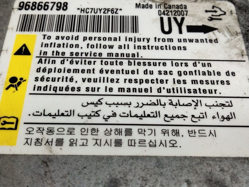 Recambio de centralita airbag para chevrolet captiva 2.0 vcdi lt referencia OEM IAM 96866798  