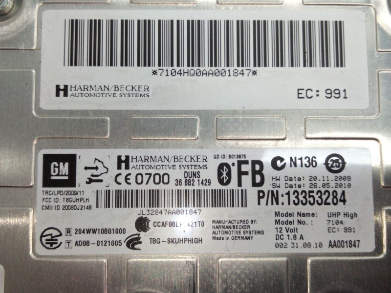 Recambio de modulo bluetoofh para opel insignia sports tourer cosmo referencia OEM IAM 1335284  