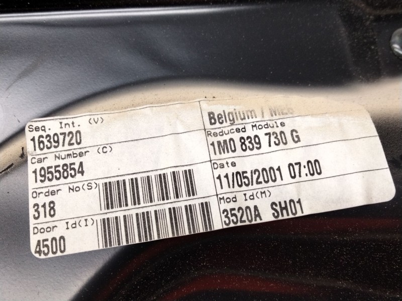 Recambio de elevalunas trasero derecho para seat toledo (1m2) 1.9 tdi referencia OEM IAM 1M0839730G  