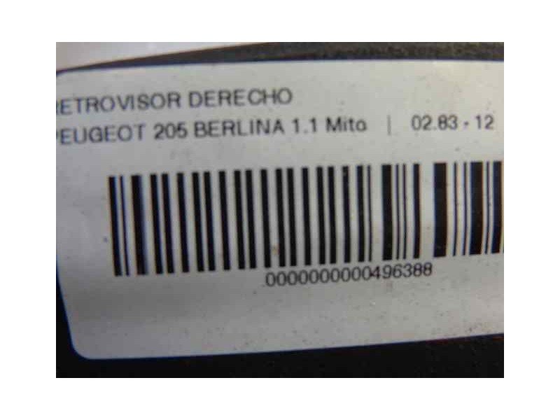 Recambio de retrovisor derecho para peugeot 205 berlina 1.1 mito referencia OEM IAM 814856  
