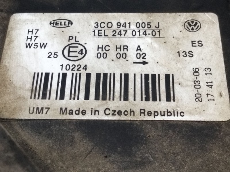 Recambio de faro izquierdo para volkswagen passat b6 (3c2) 2.0 tdi 16v referencia OEM IAM 3C0941005J  