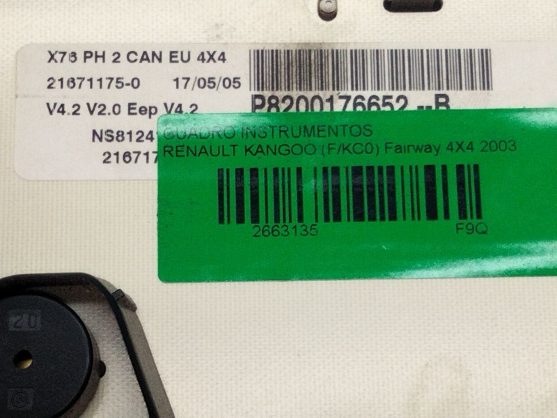Recambio de cuadro instrumentos para renault kangoo (f/kc0) fairway 4x4 referencia OEM IAM P8200176652B  