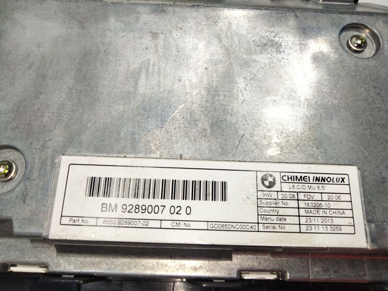 Recambio de pantalla multifuncion para bmw serie 5 lim. (f10) 520d referencia OEM IAM 928900702  