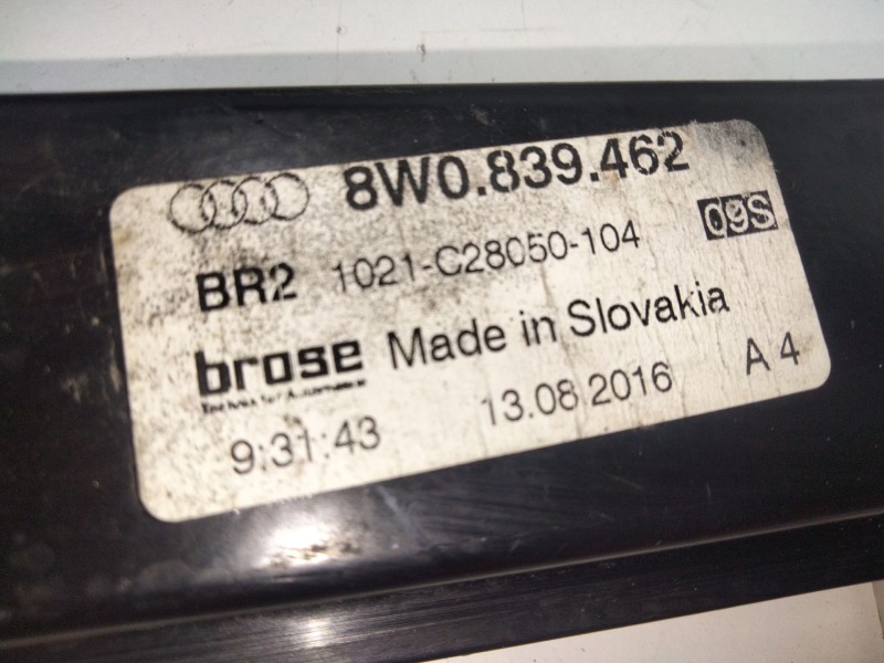 Recambio de elevalunas trasero derecho para audi a4 berlina (8w2) 2.0 16v tdi referencia OEM IAM 8W083946  