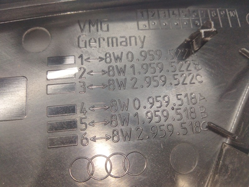 Recambio de maneta interior delantera derecha para audi a4 berlina (8w2) 2.0 16v tdi referencia OEM IAM 8W0959522A  