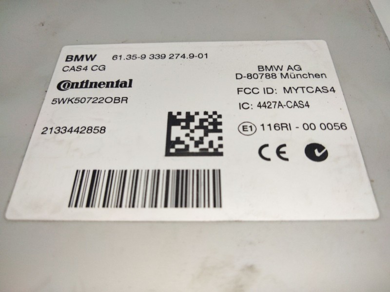 Recambio de centralita inmovilizador para bmw serie 5 lim. (f10) 520d referencia OEM IAM 9339274901  