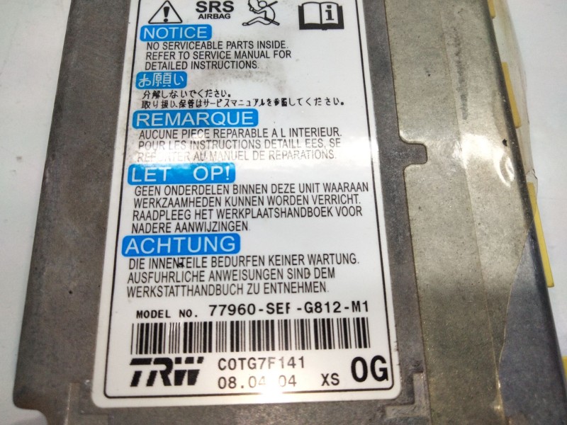 Recambio de centralita airbag para honda accord berlina (cl/cn) 2.2i ctdi sport referencia OEM IAM 77970SEGG812M1  