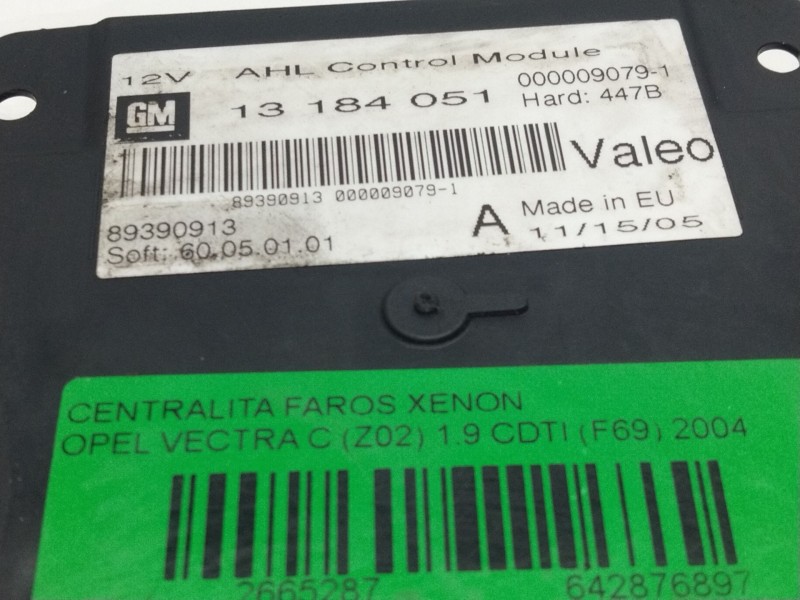 Recambio de centralita faros xenon para opel vectra c (z02) 1.9 cdti (f69) referencia OEM IAM 13184051  