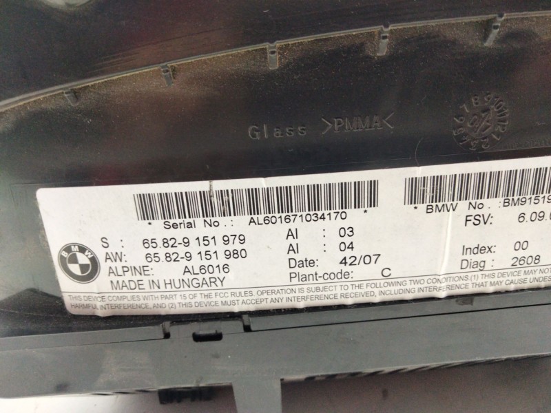 Recambio de pantalla multifuncion para bmw 3 coupé (e92) 320 d referencia OEM IAM 9151979  