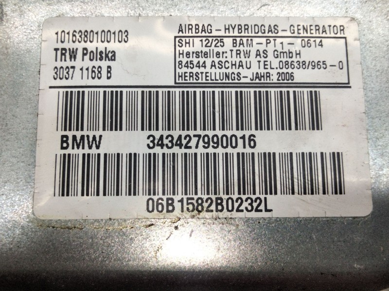 Recambio de airbag lateral delantero derecho para bmw x3 (e83) 2.0 d referencia OEM IAM 343437990016  