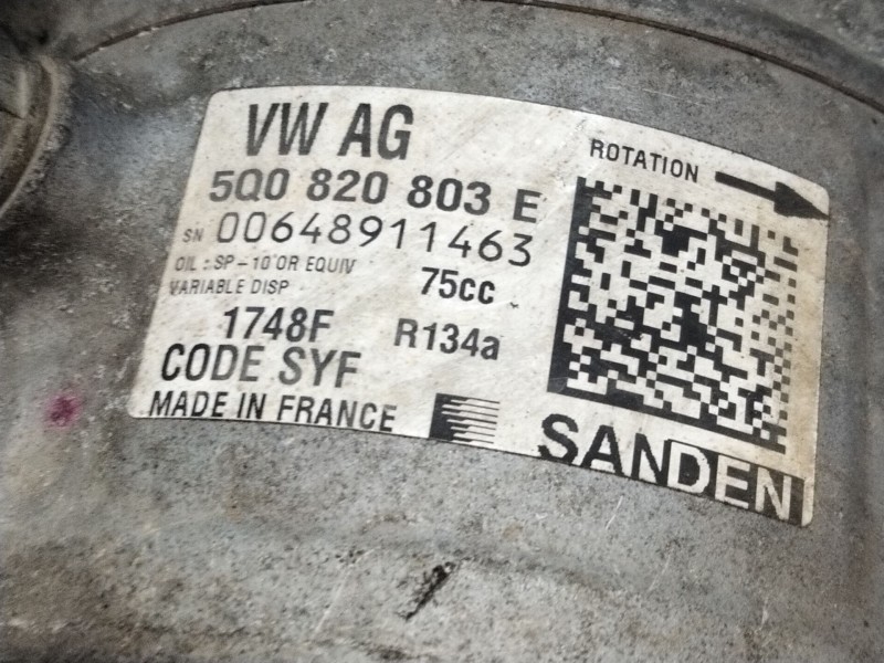 Recambio de compresor aire acondicionado para seat leon sc (5f5) 1.2 tsi referencia OEM IAM 5Q0820803E  