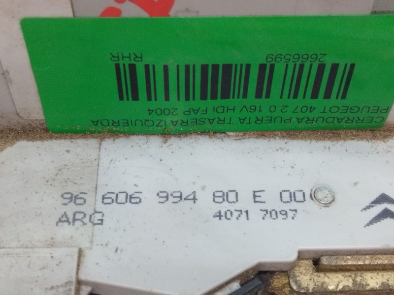 Recambio de cerradura puerta trasera izquierda para peugeot 407 2.0 16v hdi fap referencia OEM IAM 9660699480  