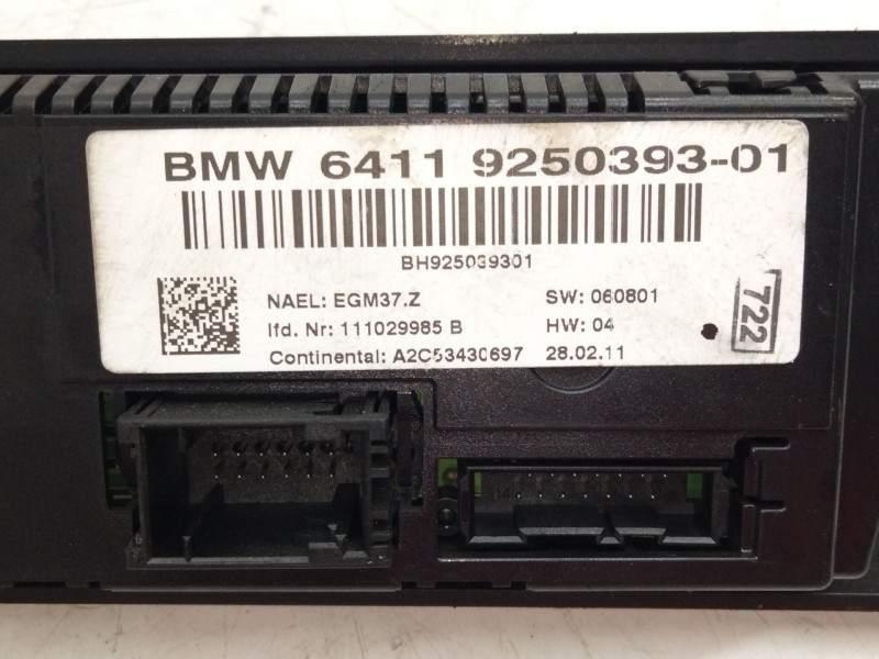Recambio de mando calefaccion / aire acondicionado para bmw serie 3 touring (e91) 318d referencia OEM IAM 925039301  