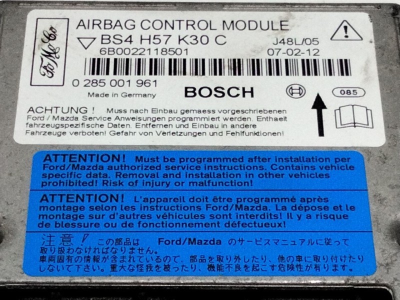 Recambio de centralita airbag para mazda 3 berlina (bk) 2.0 crtd active+ referencia OEM IAM BS4H57K30C  