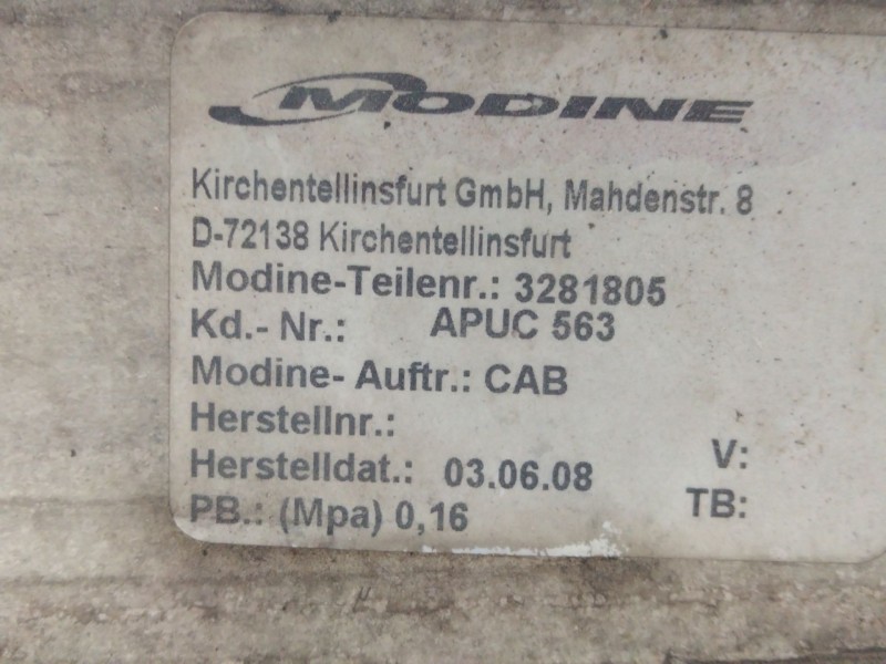 Recambio de intercooler para daf fa laf 45.220 referencia OEM IAM 3281805  