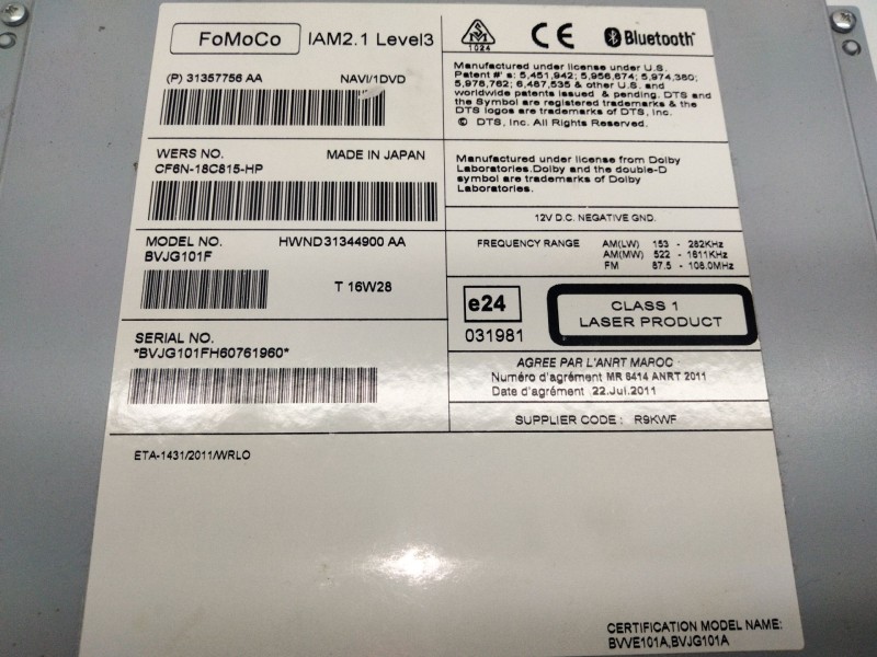 Recambio de sistema audio / radio cd para land rover discovery 5 referencia OEM IAM CF6N18C815HP  