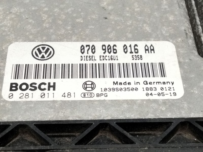 Recambio de centralita motor uce para volkswagen touareg (7la) tdi v10 referencia OEM IAM 070906016AA 0281011481 