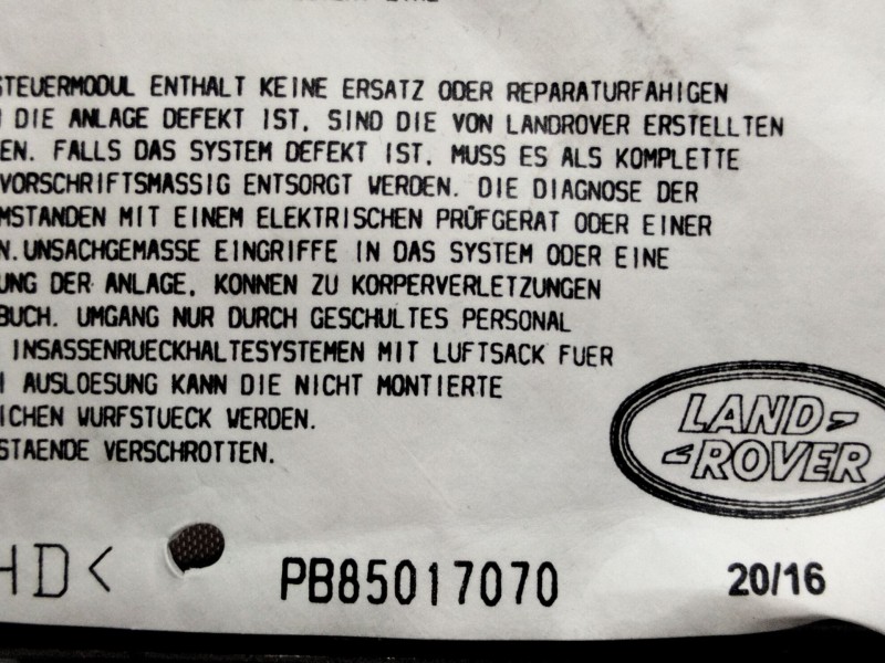 Recambio de airbag delantero derecho para land rover discovery 5 referencia OEM IAM PB85017070  