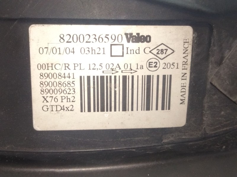 Recambio de faro izquierdo para renault kangoo (kc0/1_) 1.5 dci (kc08, kc09) referencia OEM IAM 8200236590  
