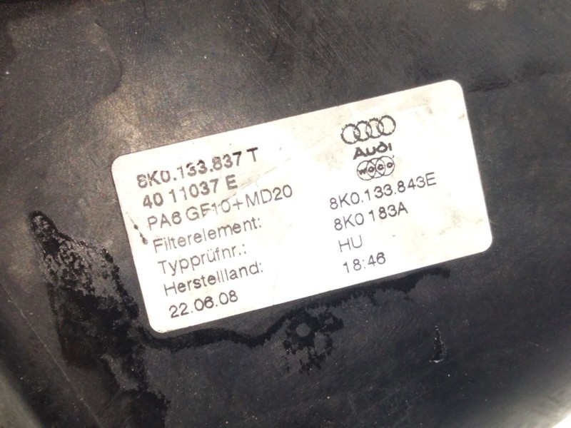 Recambio de caja filtro de aire para audi a4 b8 avant (8k5) 2.0 tdi referencia OEM IAM 8K0133837T  