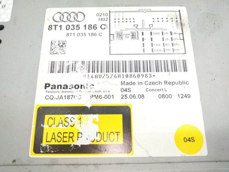 Recambio de sistema audio / radio cd para audi a4 b8 avant (8k5) 2.0 tdi referencia OEM IAM 8T1035186C  