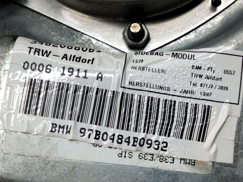 Recambio de airbag lateral delantero derecho para bmw serie 5 berlina (e39) 523i referencia OEM IAM 3482088061  