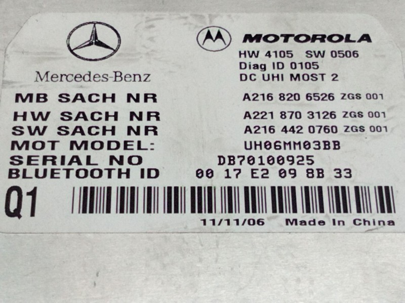 Recambio de modulo bluetoofh para mercedes-benz clase s (w221) s 320 cdi 4-matic (221.080, 221.180) referencia OEM IAM A21682065