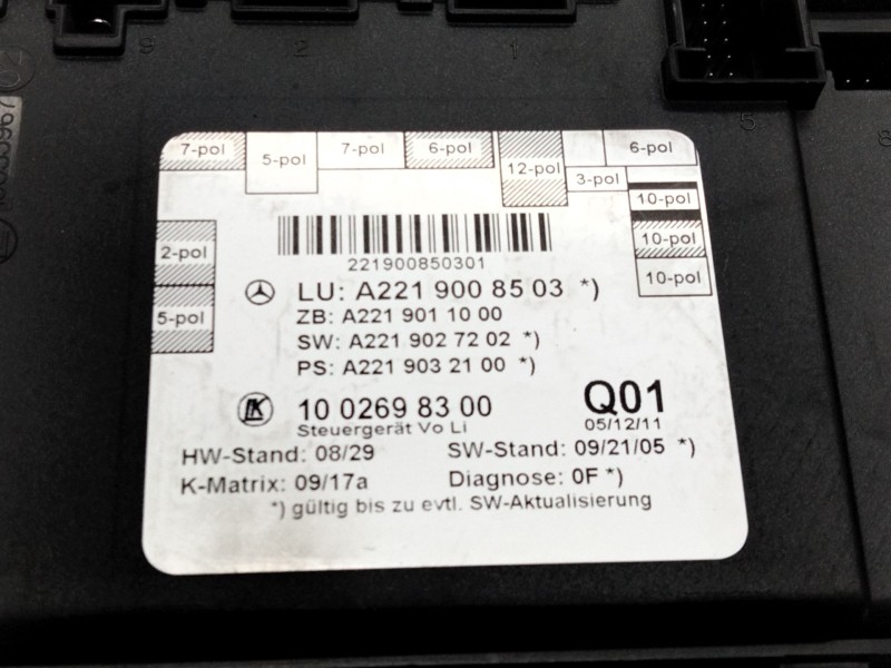 Recambio de modulo cierre centralizado delantero izquierdo para mercedes-benz clase s (w221) s 320 cdi 4-matic (221.080, 221.180