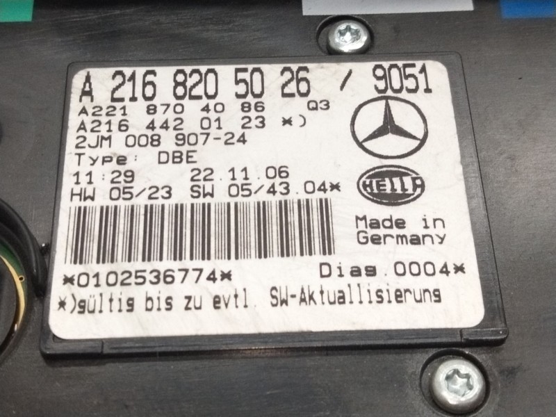 Recambio de luz interior para mercedes-benz clase s (w221) s 320 cdi 4-matic (221.080, 221.180) referencia OEM IAM A2168205026  