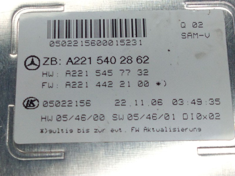 Recambio de caja fusibles para mercedes-benz clase s (w221) s 320 cdi 4-matic (221.080, 221.180) referencia OEM IAM A2215402862 